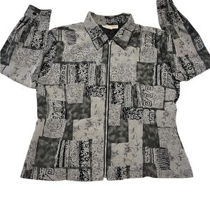 Dressbarn Women’s M Petite Black and Gray Patterned Jacket